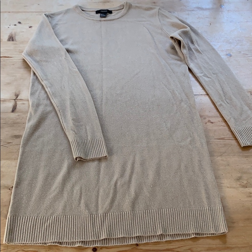 Camel-Colored Sweater Dress